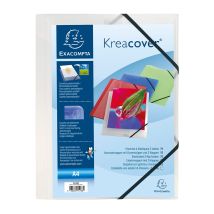 Chemise À Élastique 3 Rabats A4 Personnalisable - Kreacover - Polypro - Exacompta - Blanc