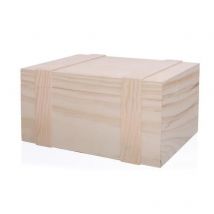 Coffre Bois Effet Palette 24x16,5x12,5 Cm - Créalia