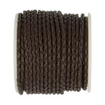 Ruban Cordelière Tressée En Skai 3mm - Marron - Vendu Au Décimètre