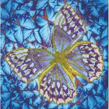 Kit Broderie Diamant - Diamond Dotz - Diamond Dotz - Fleurs Et Papillon Argent