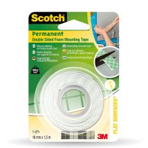 Scotch - Bande Double Face - 19 Mm X 1.5 M - Mousse - Blanc