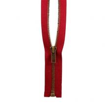 Fermeture À Glissière Laiton - 80cm - Rouge - Roanne Gros