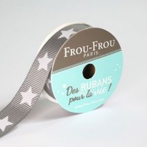 Bobinette Frou-frou - 4 M X 16 Mm - Gros Grain - Etoile Ciel D'Orage