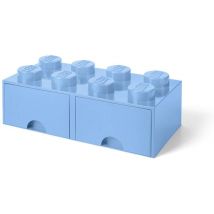 Brique De Rangement Empilable À 2 Tiroirs 8 Plots Lego Bleu Ciel - Lego