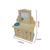 Mini Commode Bois 4 Tiroirs Avec Miroir - Créalia