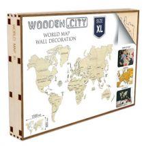 Carte Du Monde Bois - Wooden City - 120 X 80 Cm - Craenen