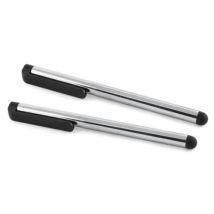 Muvit Pack 2 Stylets Pour Apple Iphone / Ipad Légers Avec Clip De Transport Argent