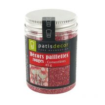 Paillettes Alimentaires Nacrées Rouge - 85g - Patisdécor - Patisdecor
