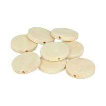 18 Perles Plates En Bois - 25mm - Lucy
