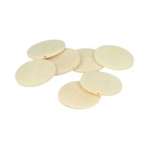 10 Perles Plates En Bois - 40mm - Lucy