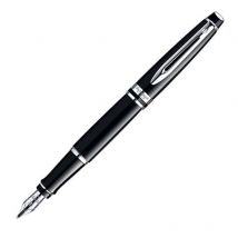 Stylo Plume - Bleu - Expert Laqué Noir, Finitions Palladium - Plume Moyenne - Waterman