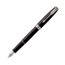 Stylo Plume - Noir - Sonnet Laqué Noir, Finitions Palladium - Plume Moyenne - Parker
