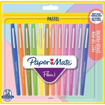 Paper Mate Flair - Feutre - Assortiment De Couleurs Pastel - Encre À L'Eau - 0.7 Mm - Moyen (pack De 12)