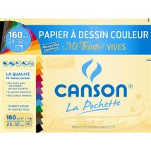 Pochette Papier À Dessin Couleur - Canson - 24x32 Cm - 160g