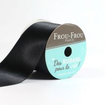 Bobinette Frou-frou - 4 M X 38 Mm - Satin Double Face - Noir De Jais