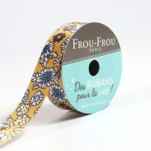 Bobinette Frou-frou - 5 M X 16 Mm - Satin Fleuri - Poussiere D'Or