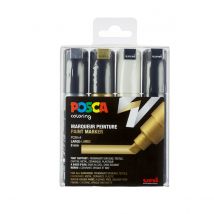 Set De 4 Marqueurs Posca - Pointe Large Biseautée - Couleurs Métalliques
