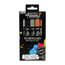 5 Marqueurs 4artist Marker Pébéo À Pointe 4 Mm - Couleurs Métalliques