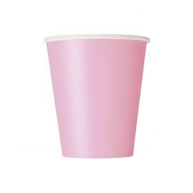 8 Gobelets en carton rose clair 210 ml