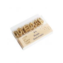 Bougie joyeux anniversaire doré métallisé 2,5 cm, lot de 18
