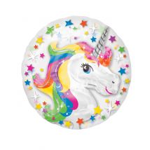Ballon aluminium licorne 60 x 60 cm rond arc-en-ciel