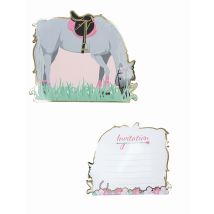 8 cartes d'invitation cheval 13 cm pour anniversaire