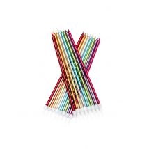12 bougies géantes métallisées multicolores 18 cm pour gâteau d'anniversaire