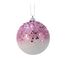 Boule pour sapin dégradé de rose 8 cm à sequins