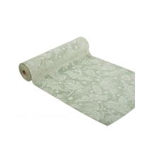 Chemin de table Noël botanique vert de gris 28cm x 3m à motifs floraux