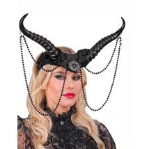 Cornes noires démoniaques avec perles adulte
