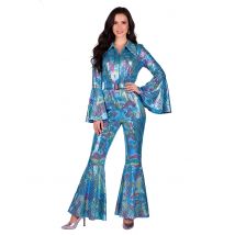 Combinaison femme disco turquoise haut de gamme