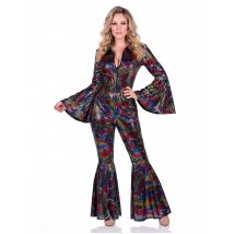 Combinaison femme disco multicolore haut de gamme