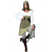 Déguisement pirate vert et blanc femme