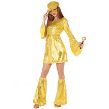 Déguisement disco doré à paillettes femme