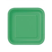 14 Grandes assiettes en carton vert émeraude 23 cm