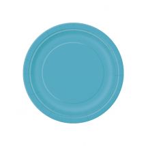 16 Grandes assiettes en carton bleu caraïbe 23 cm