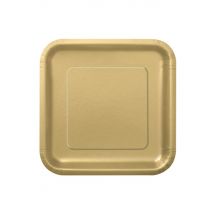 16 Petites assiettes en carton doré mat 17 cm