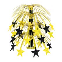 Centre de table étoiles noires et dorées 45,7 cm