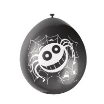 10 Ballons en latex araignées noir et orange 23 cm