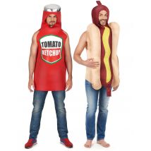 Déguisement de couple hot dog et ketchup adulte