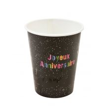 6 Gobelets en carton Anniversaire feux d'artifice 25 cl