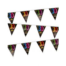 Guirlande 20 fanions en plastique 30 ans feux d'artifice 7 m