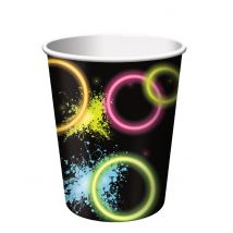 8 Gobelets en carton Glow Party 266 ml