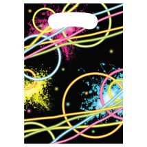 8 Sacs cadeaux en plastique Glow Party 16.5 x 22.8 cm