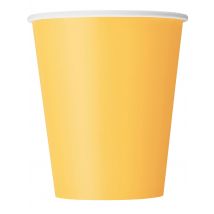 8 Gobelets jaune tournesol en carton 270 ml