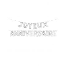 Ballons aluminiums lettres Joyeux Anniversaire argentés 36 cm