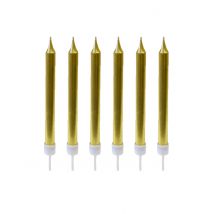 10 Bougies d'anniversaire dorée métallisées 7 cm