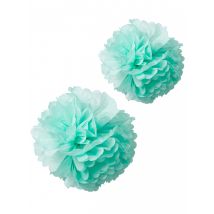 2 pompons papier de soie menthe 40 et 50cm