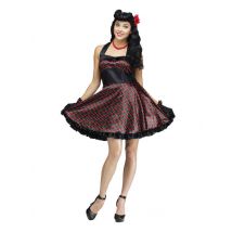 Robe années 50 noire et rouge femme