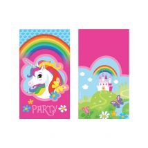 8 Invitations et enveloppes Licorne arc-en-ciel